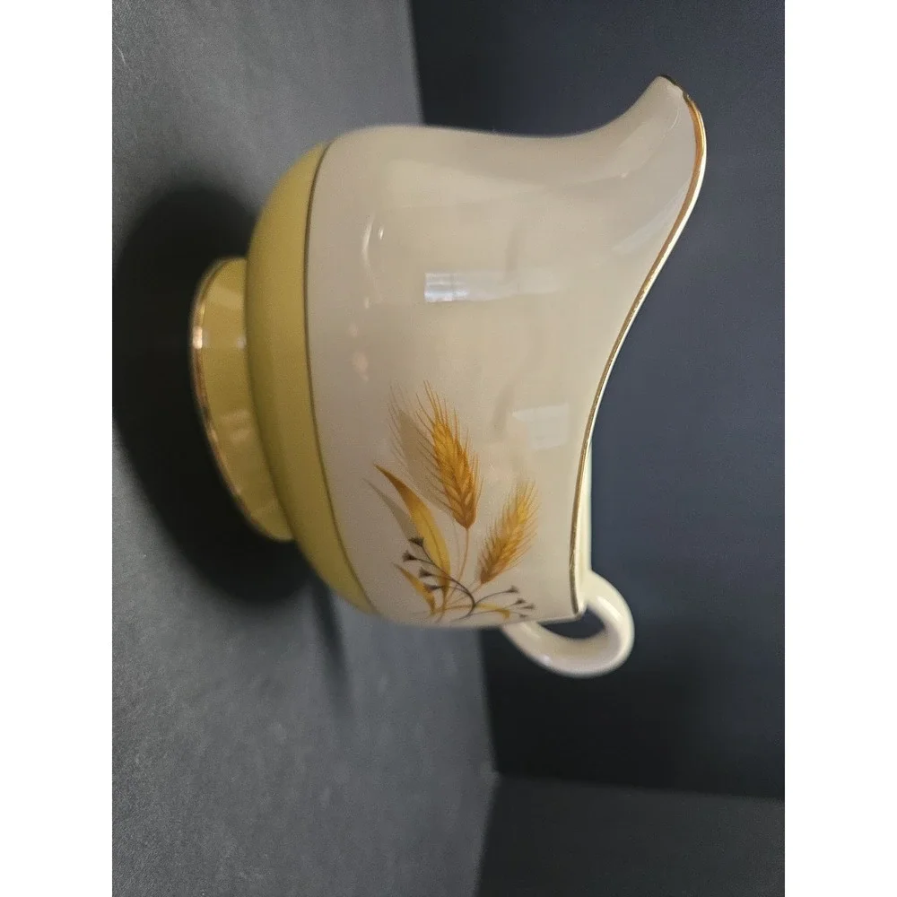Vintage Century Service Autumn Gold Wheat Gravy Boat 22K Gold Trim MCM